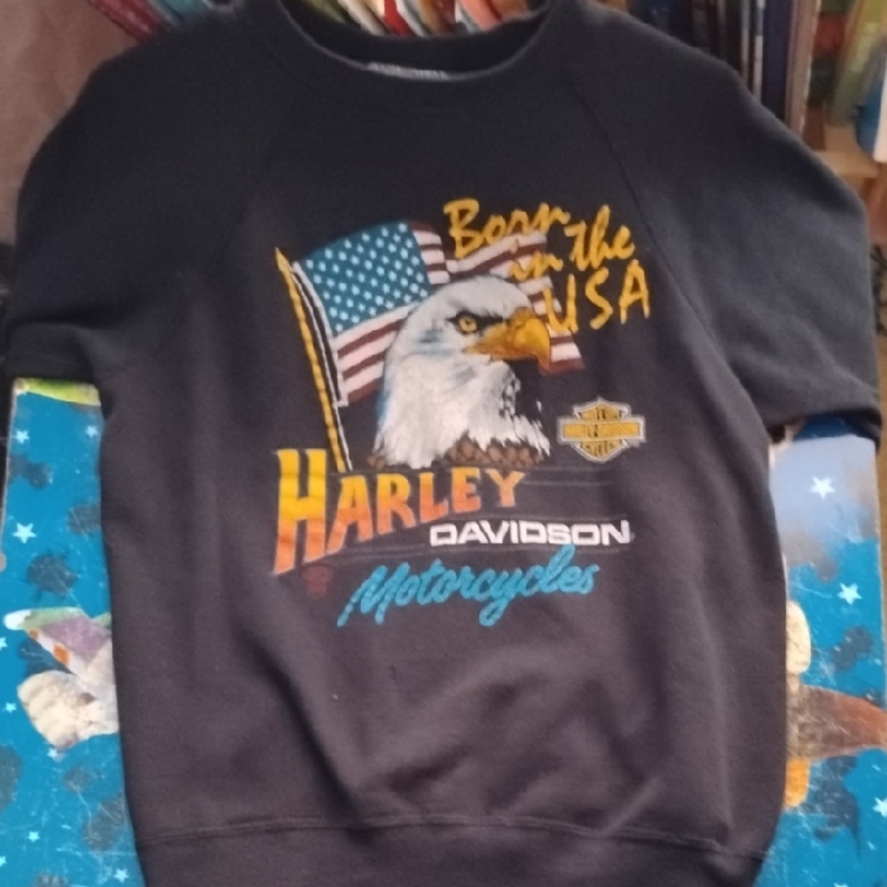 Harley Davidson Black Sweatshirt with Eagle Graphic